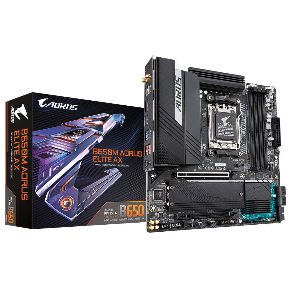 לוח Gigabyte B650M AORUS ELITE AX For AMD AM5 WIFI 1 לוח Gigabyte B650M AORUS ELITE AX For AMD AM5 WIFI
