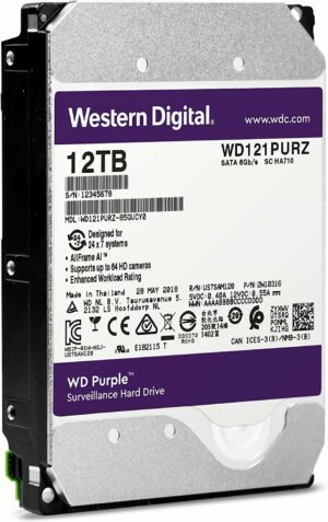דיסק פנימי מכאני WD 12TB Purple 7200RPM 256MB Cache SATA III