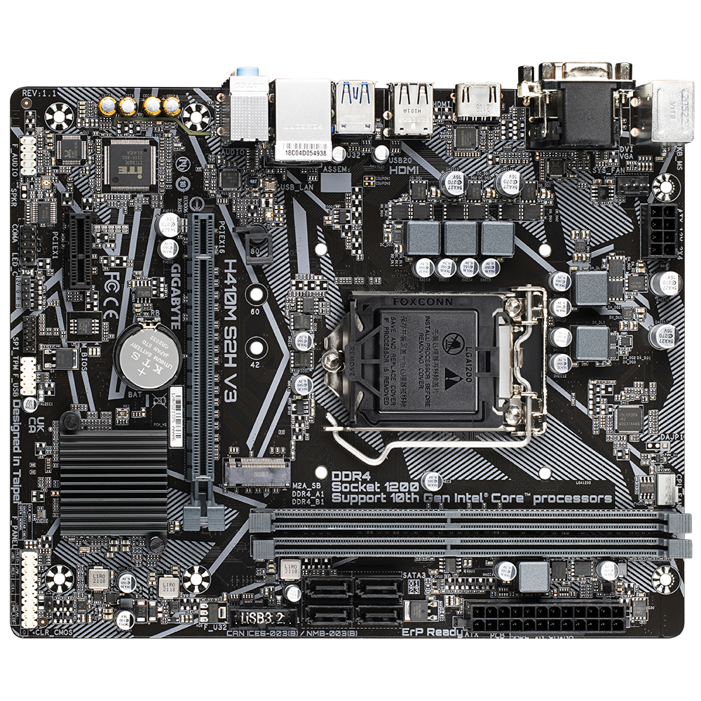 לוח דור 10 Gigabyte H410M S2H V2 1.6 M-Atx VGA DVI HDMI LGA1200 3 לוח דור 10 Gigabyte H410M S2H V2 1.6 M-Atx VGA DVI HDMI LGA1200 – תמונה 3