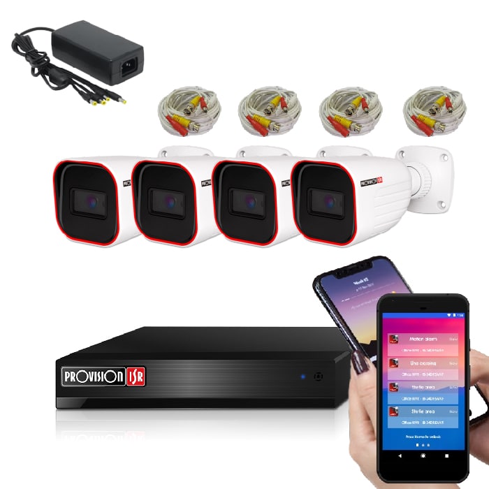 מערכת אבטחה DVR AHD עם 4 מצלמות להתקנה עצמית Provision 1 מערכת אבטחה DVR AHD עם 4 מצלמות להתקנה עצמית Provision