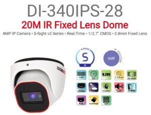 מצלמת כיפה עם מיקרופון מובנה Provision IP 4MP 2.8 DI-340IPS-28