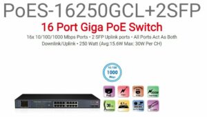 מתג Provision 16 PORT Giga full POE Switch avg 15.6W Max 30W