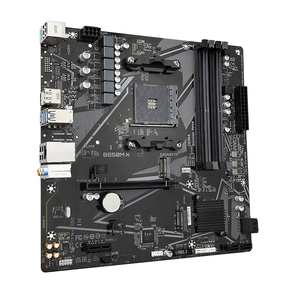 לוח אם Gigabyte B550M K DDR4 for AMD AM4 DP HDMI Micro-Atx 2 לוח אם Gigabyte B550M K DDR4 for AMD AM4 DP HDMI Micro-Atx – תמונה 2