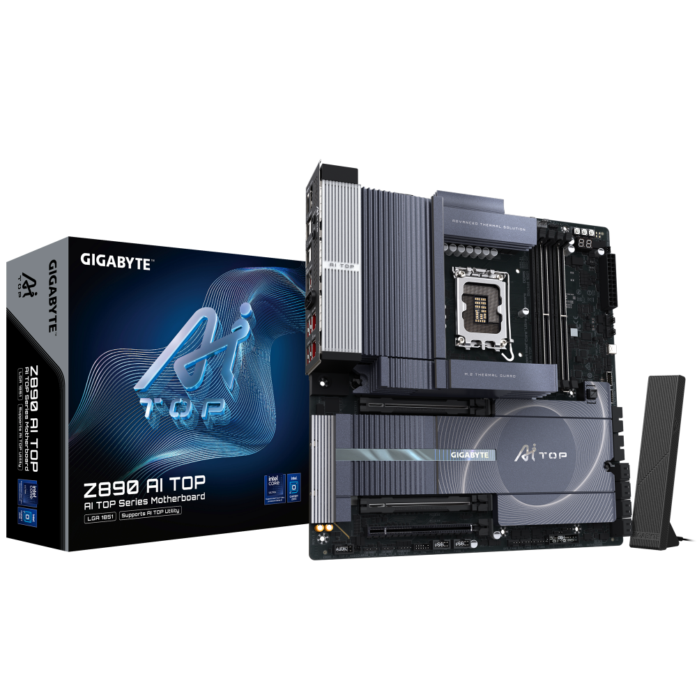 לוח אם Gigabyte Z890 AI TOP DDR5 10GB LAN Thunderbolt 5 WIFI7 1 לוח אם Gigabyte Z890 AI TOP DDR5 10GB LAN Thunderbolt 5 WIFI7
