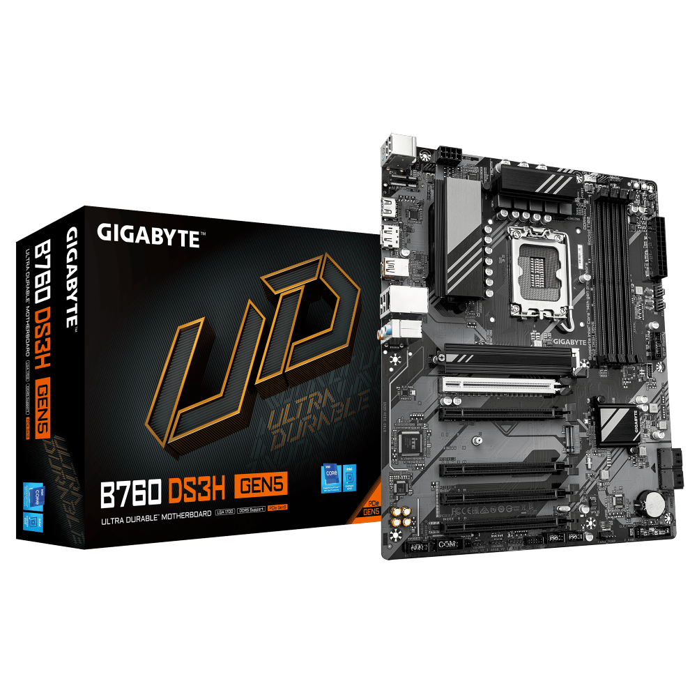 לוח אם אינטל Gigabyte B760 DS3H DDR5 Gen5 ATX DP HDMI LGA1700 1 לוח אם אינטל Gigabyte B760 DS3H DDR5 Gen5 ATX DP HDMI LGA1700