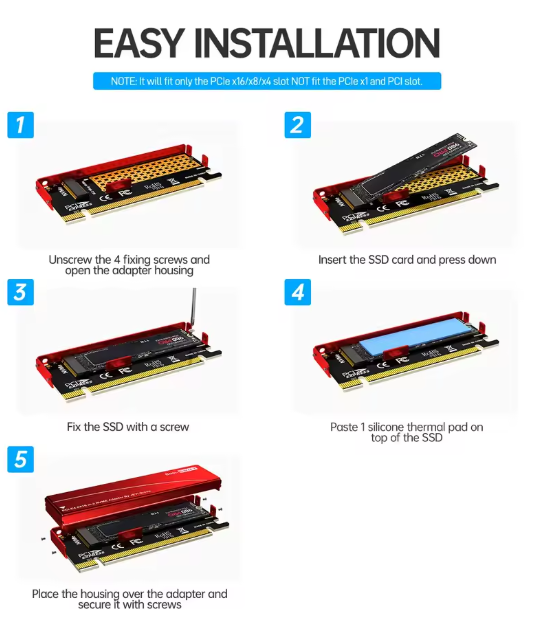 כרטיס הרחבה PCIe x16 to M.2 Adapter w/HS Support 2280 M.2 2 כרטיס הרחבה PCIe x16 to M.2 Adapter w/HS Support 2280 M.2 – תמונה 2