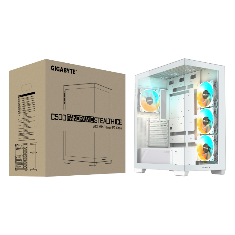 מארז לבן GIGABYTE C500 PANORAMIC STEALTH ICE Mid-Tower ATX 4 מארז לבן GIGABYTE C500 PANORAMIC STEALTH ICE Mid-Tower ATX – תמונה 4