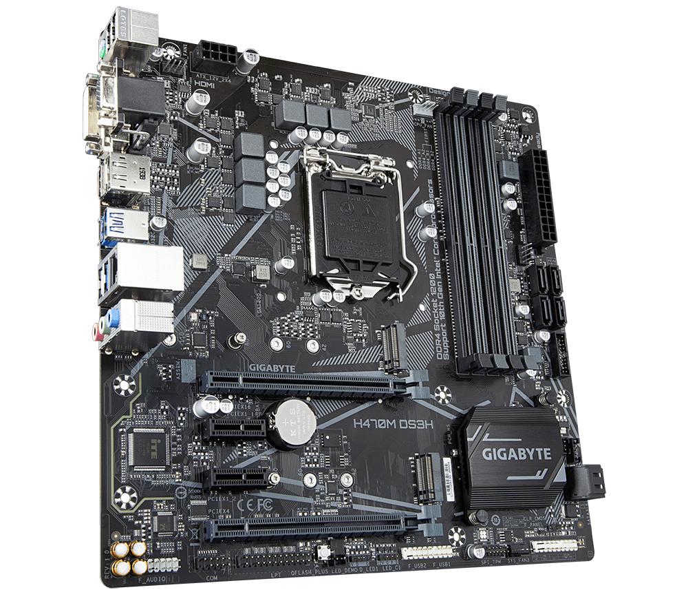 לוח משופץ Gigabyte H470M DS3H Micro-Atx VGA DVI HDMI DP 2 לוח משופץ Gigabyte H470M DS3H Micro-Atx VGA DVI HDMI DP – תמונה 2