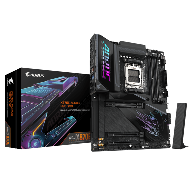 לוח אם Gigabyte X870E AORUS PRO X3D AMD AM5 ATX WIFI7 DDR5 1 לוח אם Gigabyte X870E AORUS PRO X3D AMD AM5 ATX WIFI7 DDR5