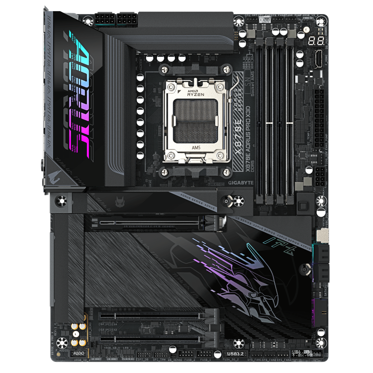 לוח אם Gigabyte X870E AORUS PRO X3D AMD AM5 ATX WIFI7 DDR5 2 לוח אם Gigabyte X870E AORUS PRO X3D AMD AM5 ATX WIFI7 DDR5 – תמונה 2