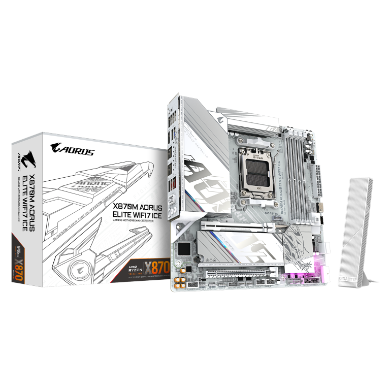 לוח אם Gigabyte X870M A ELITE WF7 ICE ATX AM5 DDR5 X3D PCIE5.0 1 לוח אם Gigabyte X870M A ELITE WF7 ICE ATX AM5 DDR5 X3D PCIE5.0