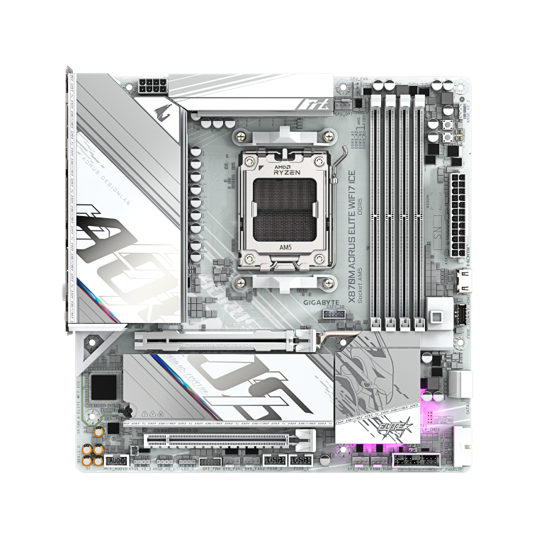 לוח אם Gigabyte X870M A ELITE WF7 ICE ATX AM5 DDR5 X3D PCIE5.0 2 לוח אם Gigabyte X870M A ELITE WF7 ICE ATX AM5 DDR5 X3D PCIE5.0 – תמונה 2