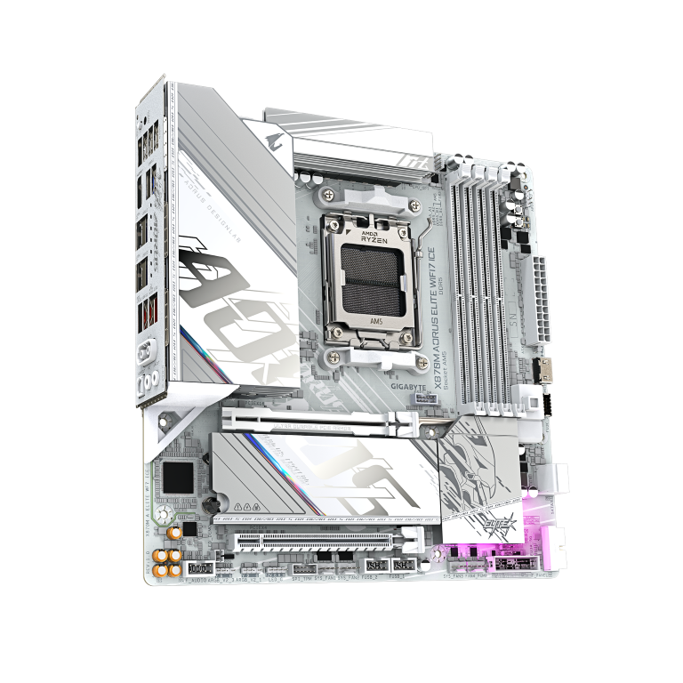 לוח אם Gigabyte X870M A ELITE WF7 ICE ATX AM5 DDR5 X3D PCIE5.0 3 לוח אם Gigabyte X870M A ELITE WF7 ICE ATX AM5 DDR5 X3D PCIE5.0 – תמונה 3