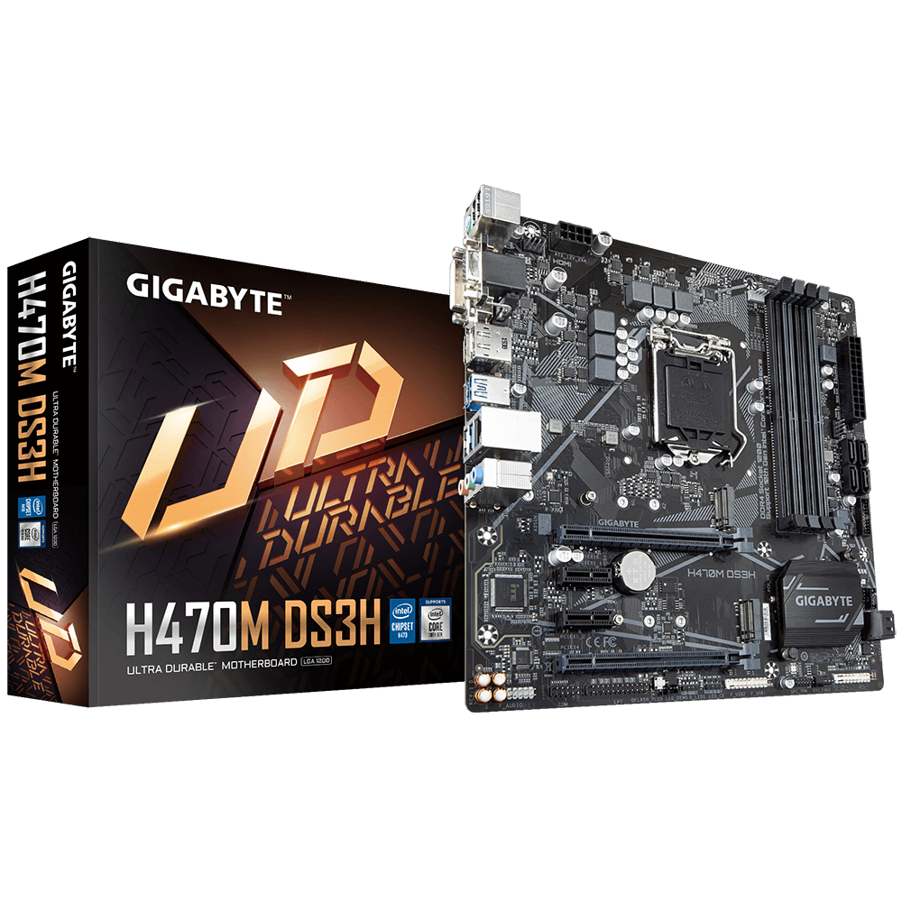 לוח משופץ Gigabyte H470M DS3H Micro-Atx VGA DVI HDMI DP 1 לוח משופץ Gigabyte H470M DS3H Micro-Atx VGA DVI HDMI DP