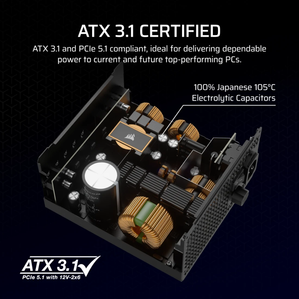 ספק כוח Corsair RM850x 850W Gold ATX 3.1 Fully Modular 3 ספק כוח Corsair RM850x 850W Gold ATX 3.1 Fully Modular – תמונה 3
